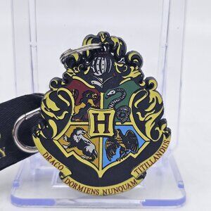 Harry Potter Hogwarts Draco Crest Rubber Keychain Bag Clip & Lanyard Black